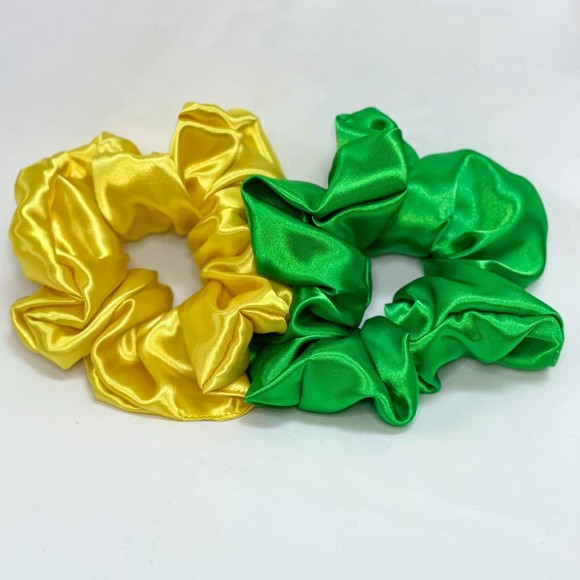 Yellow Silky Satin Scrunchie | Big Scrunchies | Fashion Hair Ties | Team Colors - Picture 5 of 6